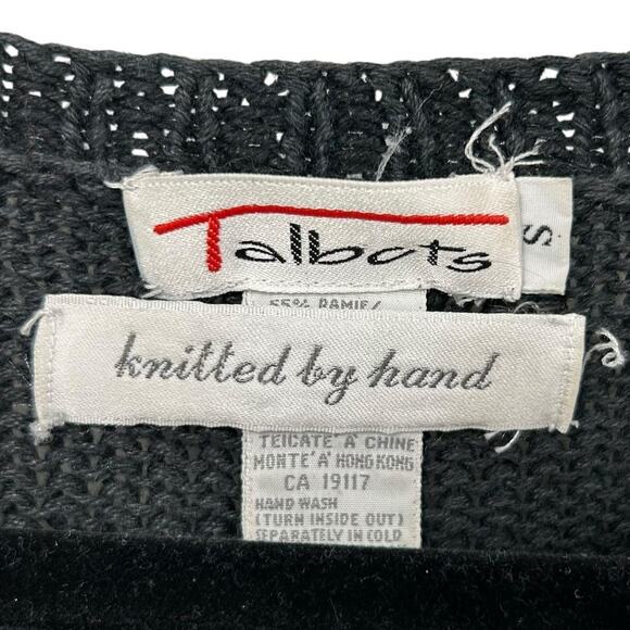 Vintage Talbots Black Multicolor Hand Knit Christmas Sweater Womens Small AS IS - Picture 2 of 8
